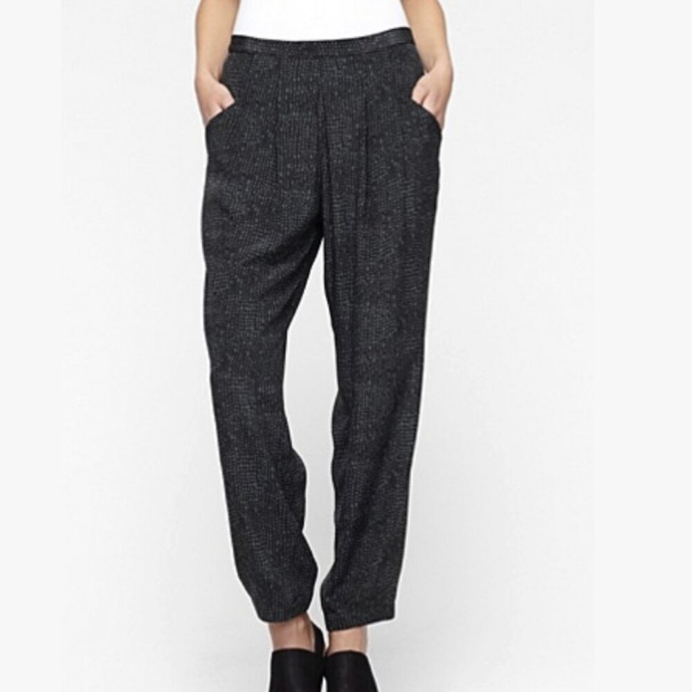 Eileen Fisher Slouchy Silk Black and Green Pant Size XL